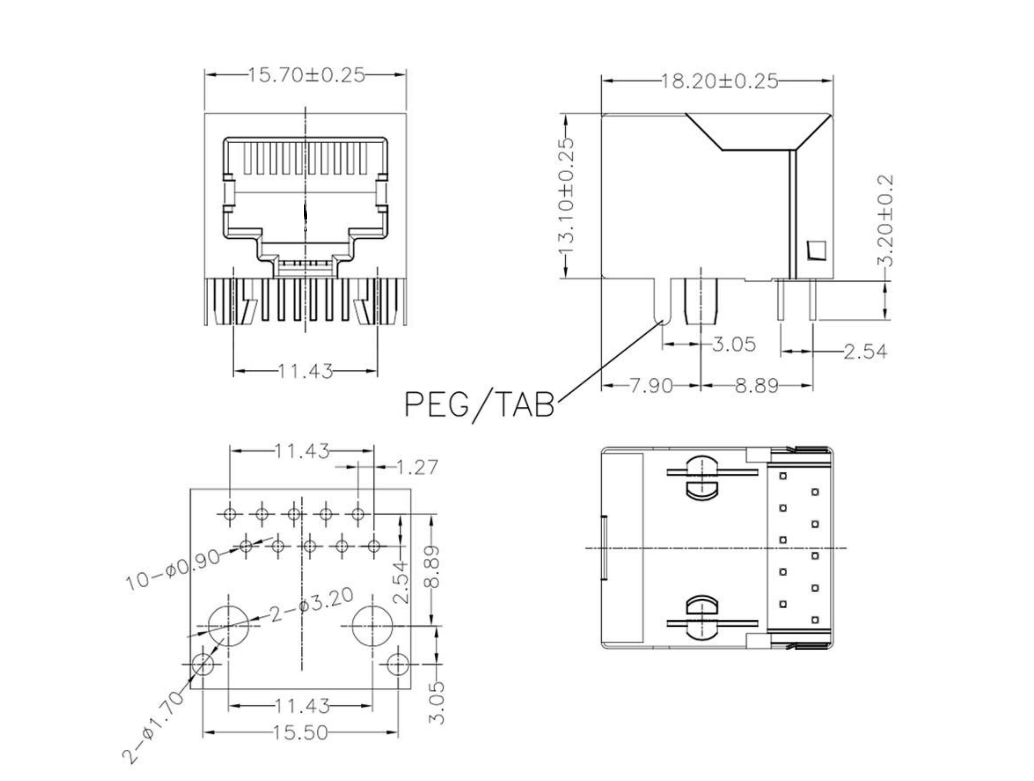 RJ45-5601 1X1 10P 全包