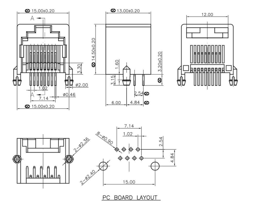 RJ45-8001 1X1 10P8C 全塑