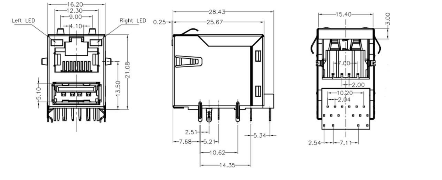 RJ11-8206 full package with light single layer USB2.0 with filter